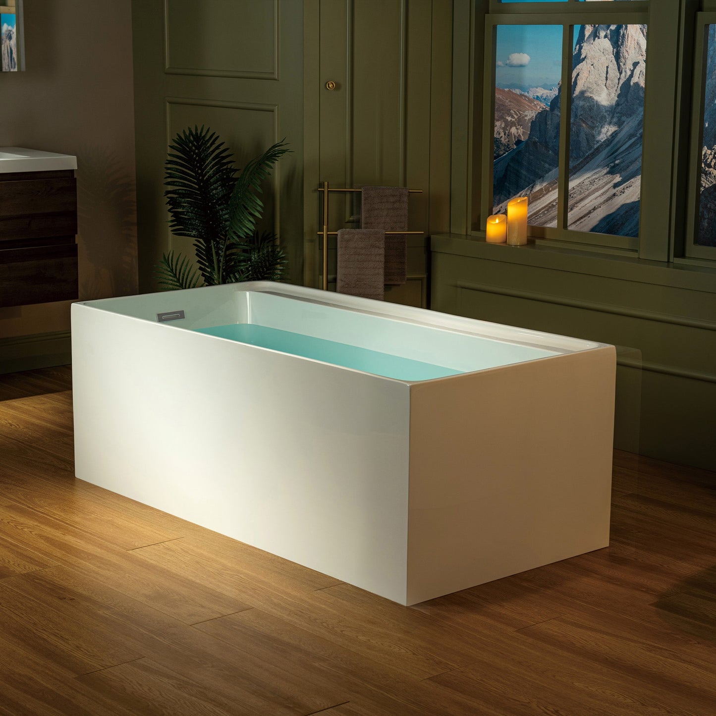 WOODBRIDGE 59" L x 29-1/2" W Freestanding Contemporary Soaking Bathtub