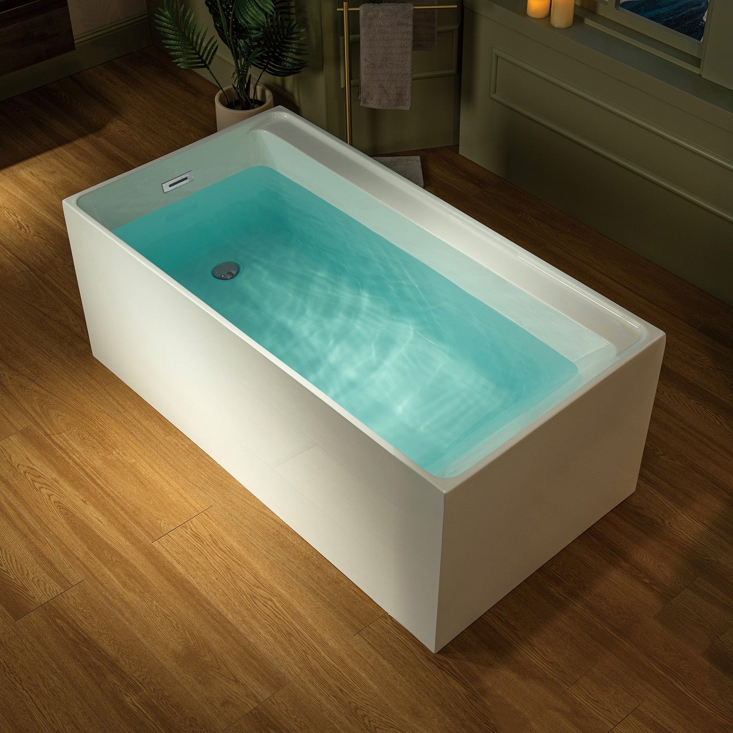 WOODBRIDGE 59" L x 29-1/2" W Freestanding Contemporary Soaking Bathtub