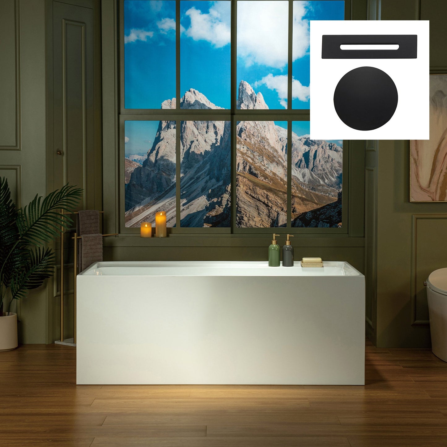 WOODBRIDGE 59" L x 29-1/2" W Freestanding Contemporary Soaking Bathtub