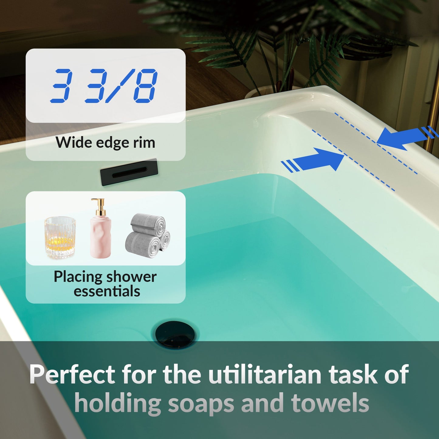 WOODBRIDGE 59" L x 29-1/2" W Freestanding Contemporary Soaking Bathtub
