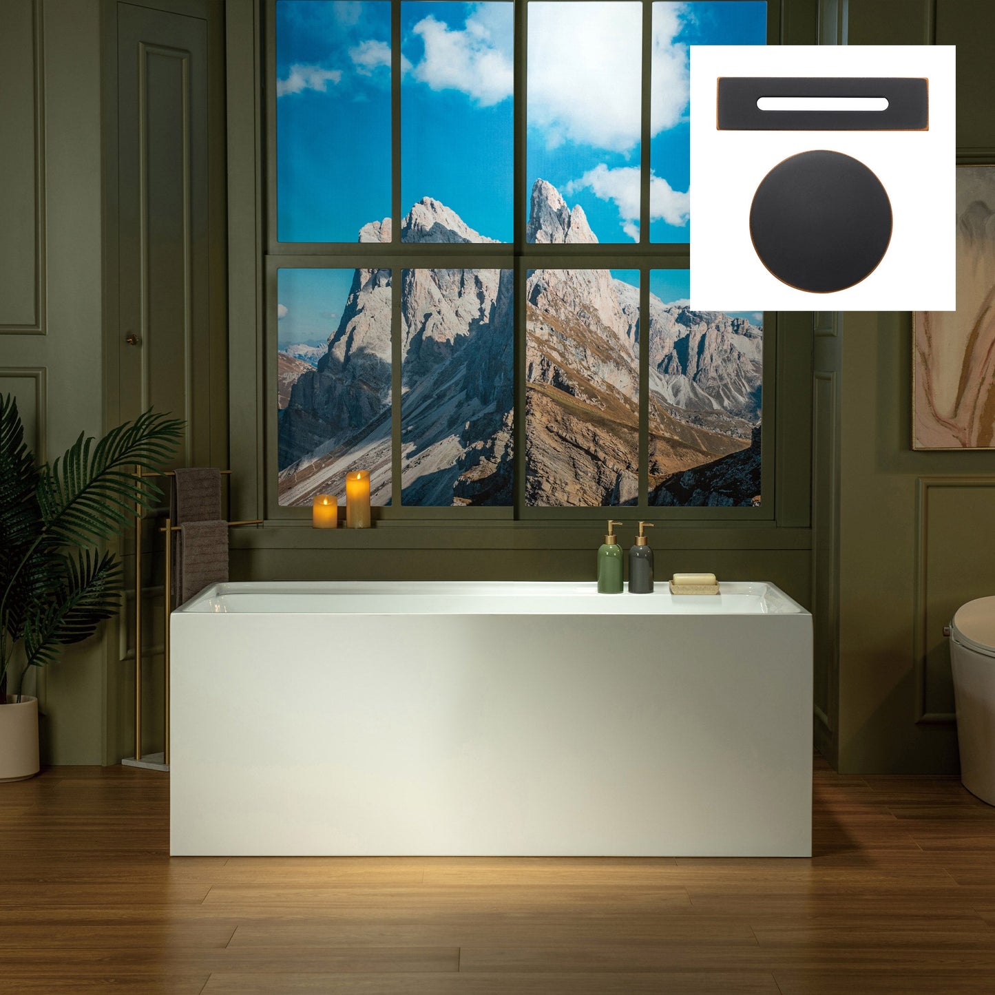 WOODBRIDGE 59" L x 29-1/2" W Freestanding Contemporary Soaking Bathtub