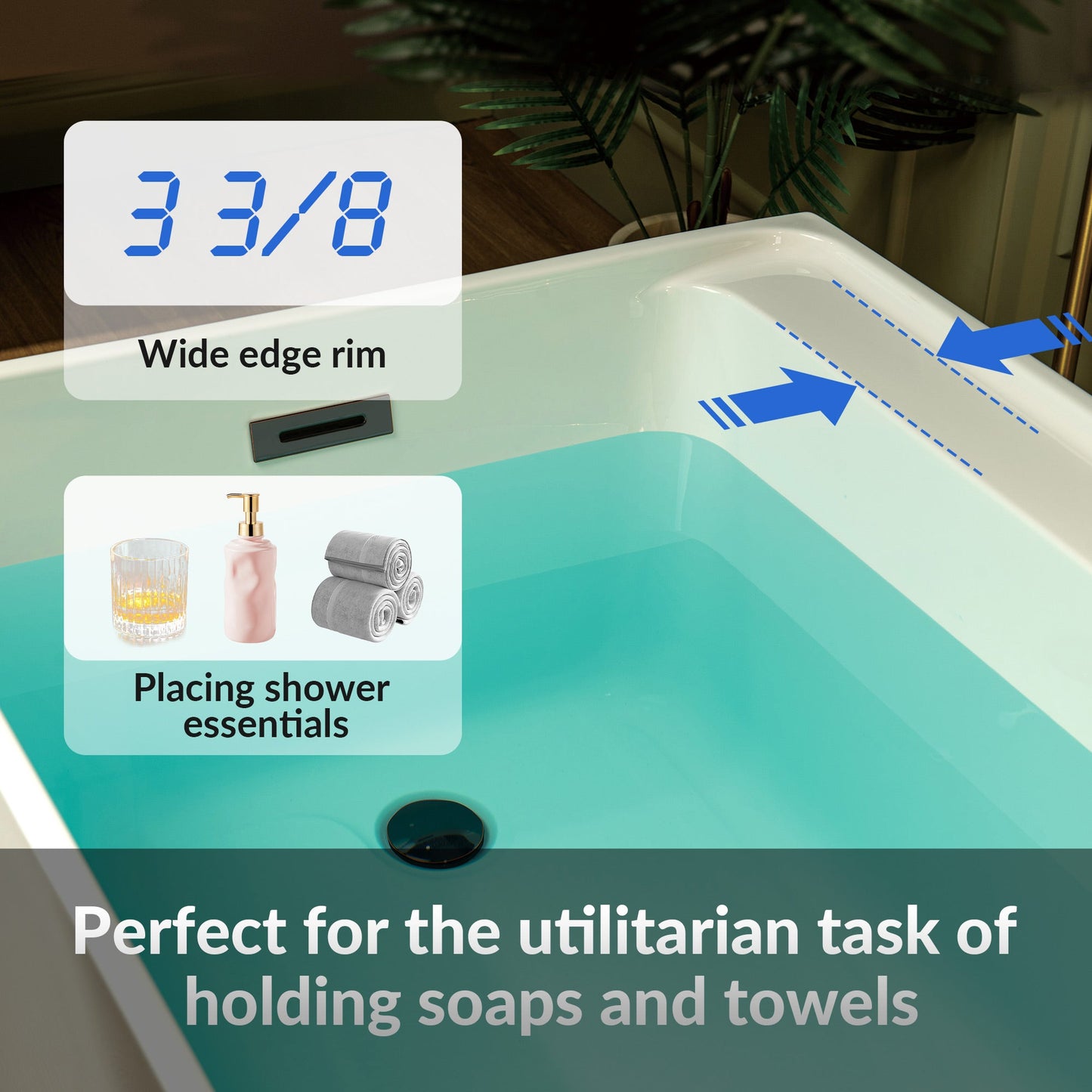 WOODBRIDGE 59" L x 29-1/2" W Freestanding Contemporary Soaking Bathtub
