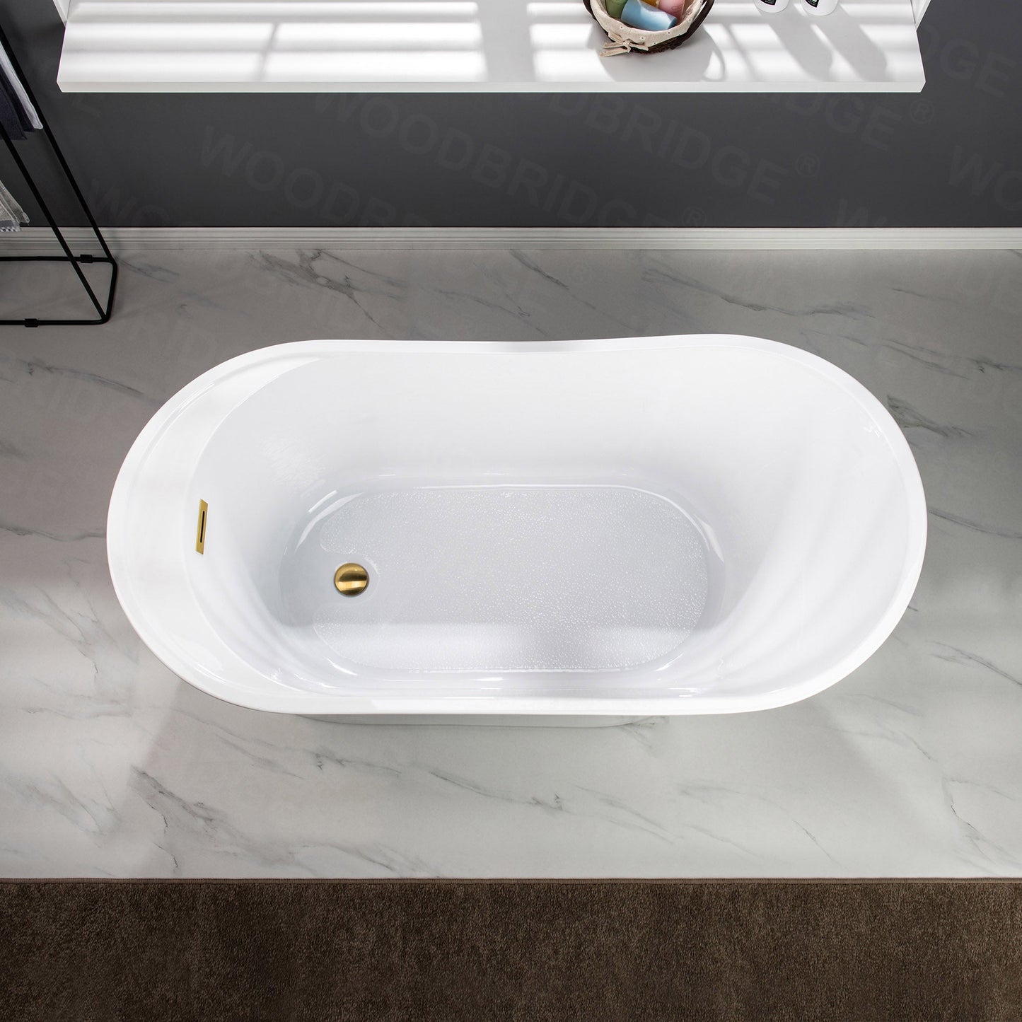 WOODBRIDGE 59" Acrylic Freestanding Bathtub Contemporary Soaking Tub