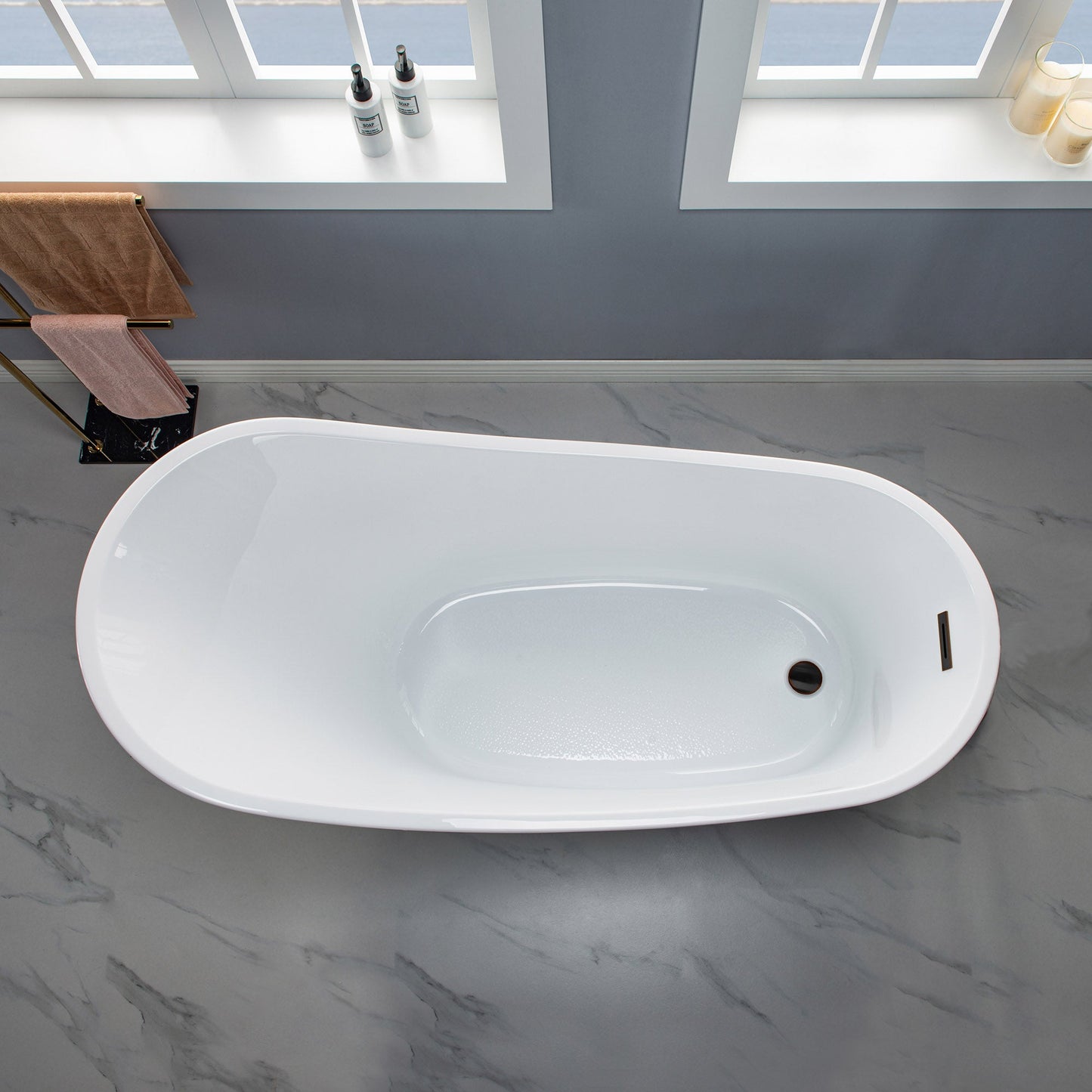 WOODBRIDGE 59" Acrylic Freestanding Bathtub Contemporary Soaking Tub