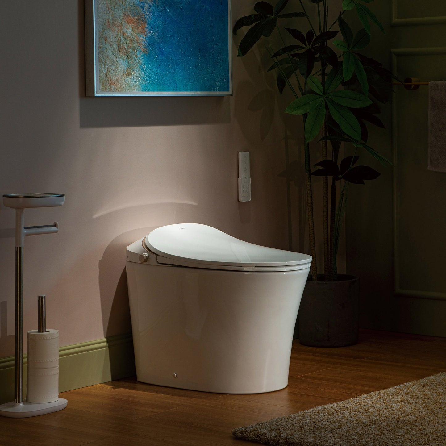 WOODBRIDGE LT610 One Piece Elongated Smart Toilet Bidet with Auto Open and Close Seat and Lid, Auto Flush, Heated Seat and Integrated Multi Function Remote Control, White