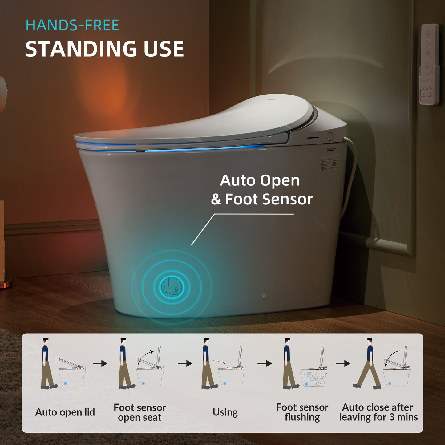 WOODBRIDGE LT610 One Piece Elongated Smart Toilet Bidet with Auto Open and Close Seat and Lid, Auto Flush, Heated Seat and Integrated Multi Function Remote Control, White