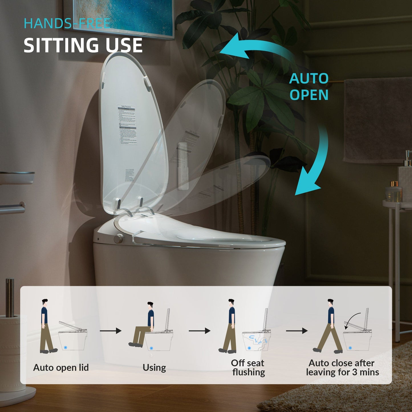 WOODBRIDGE LT610 One Piece Elongated Smart Toilet Bidet with Auto Open and Close Seat and Lid, Auto Flush, Heated Seat and Integrated Multi Function Remote Control, White