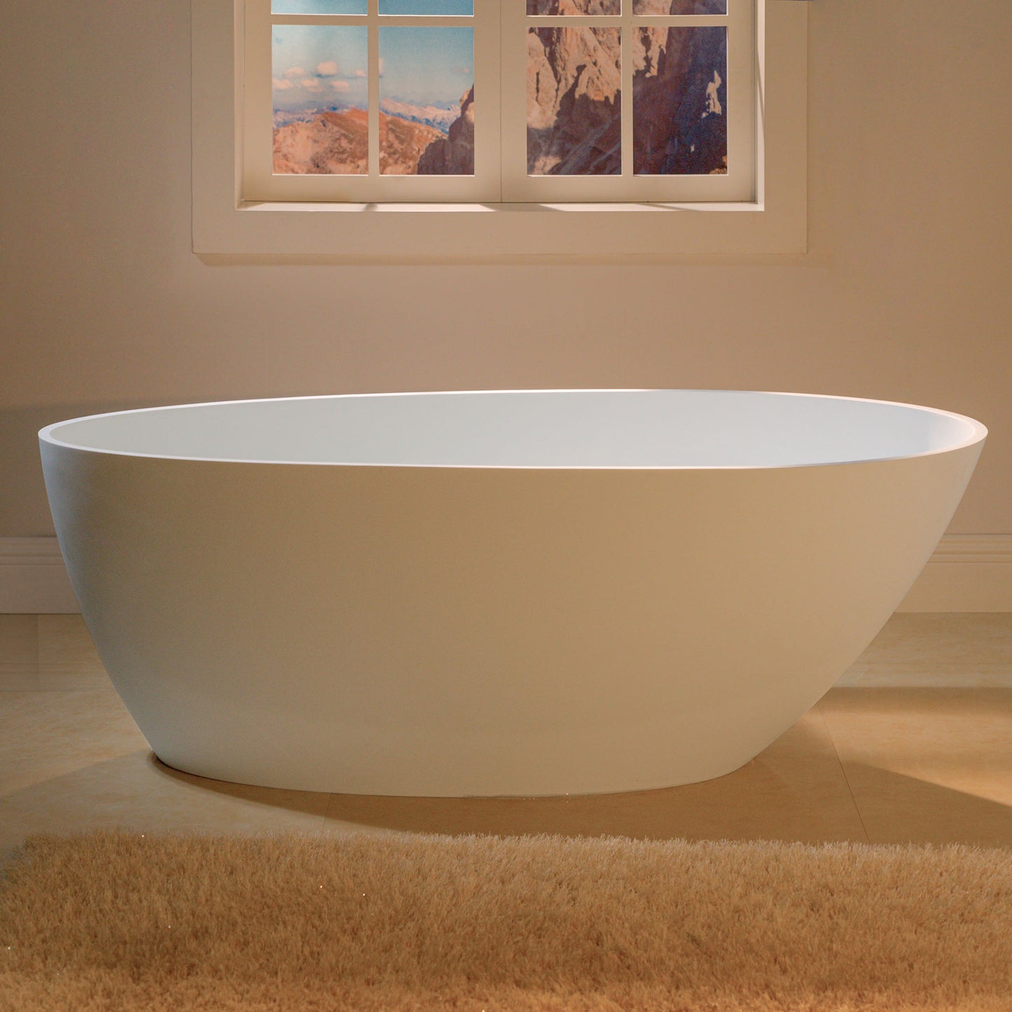 WOODBRIDGE 58-5/8" L x 29-1/8" W Luxury Contemporary Solid Surface Stone Resin Freestanding Bathtub