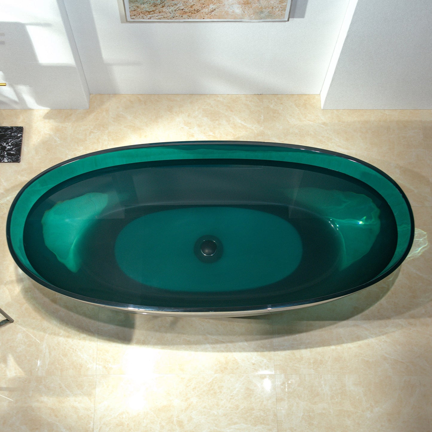 WOODBRIDGE 65-3/8" L x 29-1/8" W Transparent Green Stone Resin Freestanding Soaking Tub