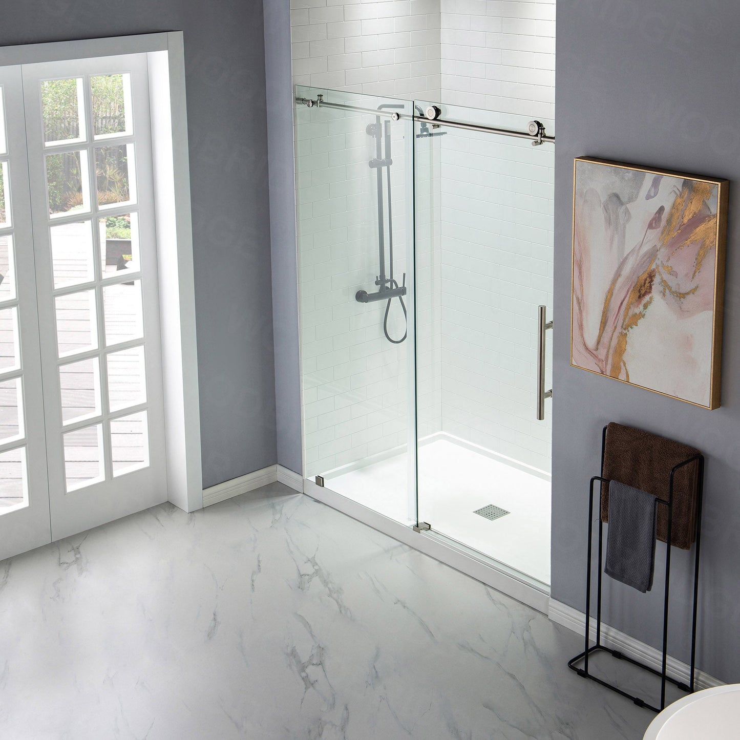 WOODBRIDGE MBSDC4876-B Frameless Shower Doors 44-48" Width x 76"Height with 3/8"(10mm) Clear Tempered Glass