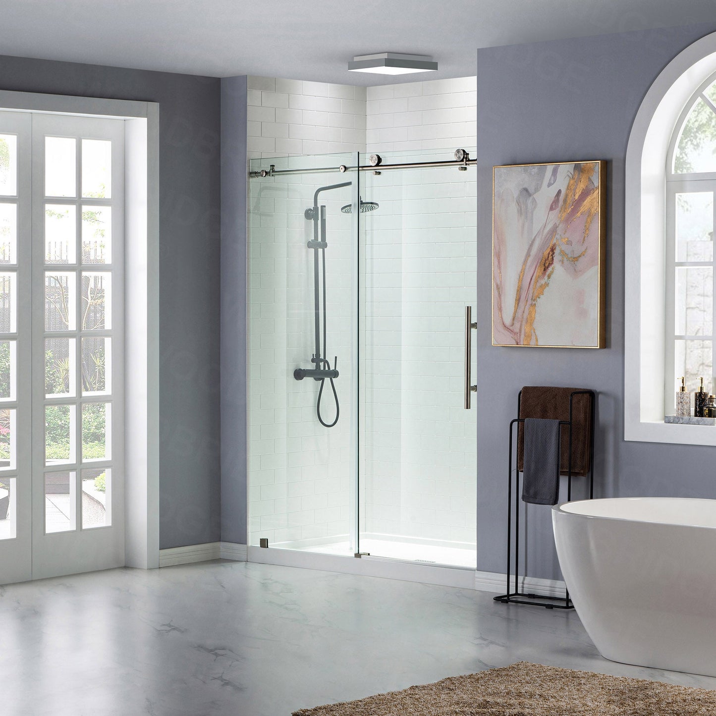 WOODBRIDGE MBSDC4876-B Frameless Shower Doors 44-48" Width x 76"Height with 3/8"(10mm) Clear Tempered Glass