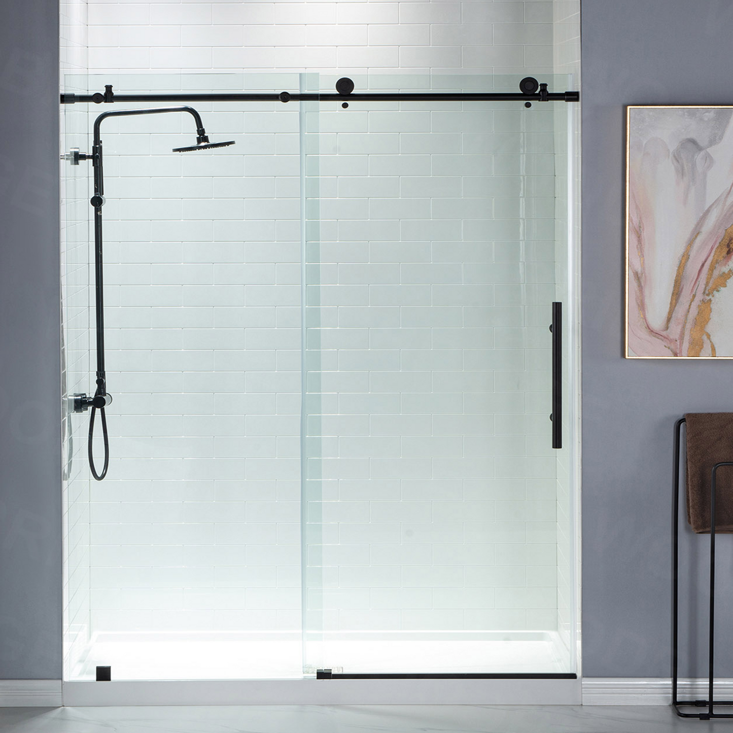 WOODBRIDGE MBSDC4876-B Frameless Shower Doors 44-48" Width x 76"Height with 3/8"(10mm) Clear Tempered Glass