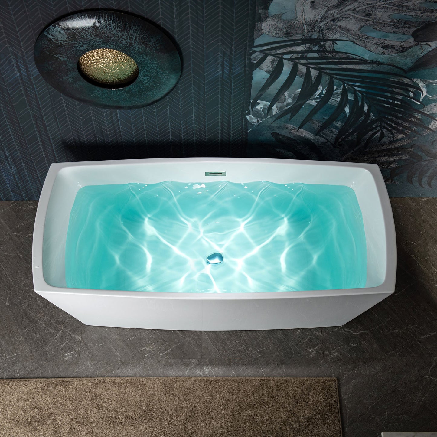 WOODBRIDGE 59" Acrylic Freestanding Double Ended Contemporary Soaking Tub