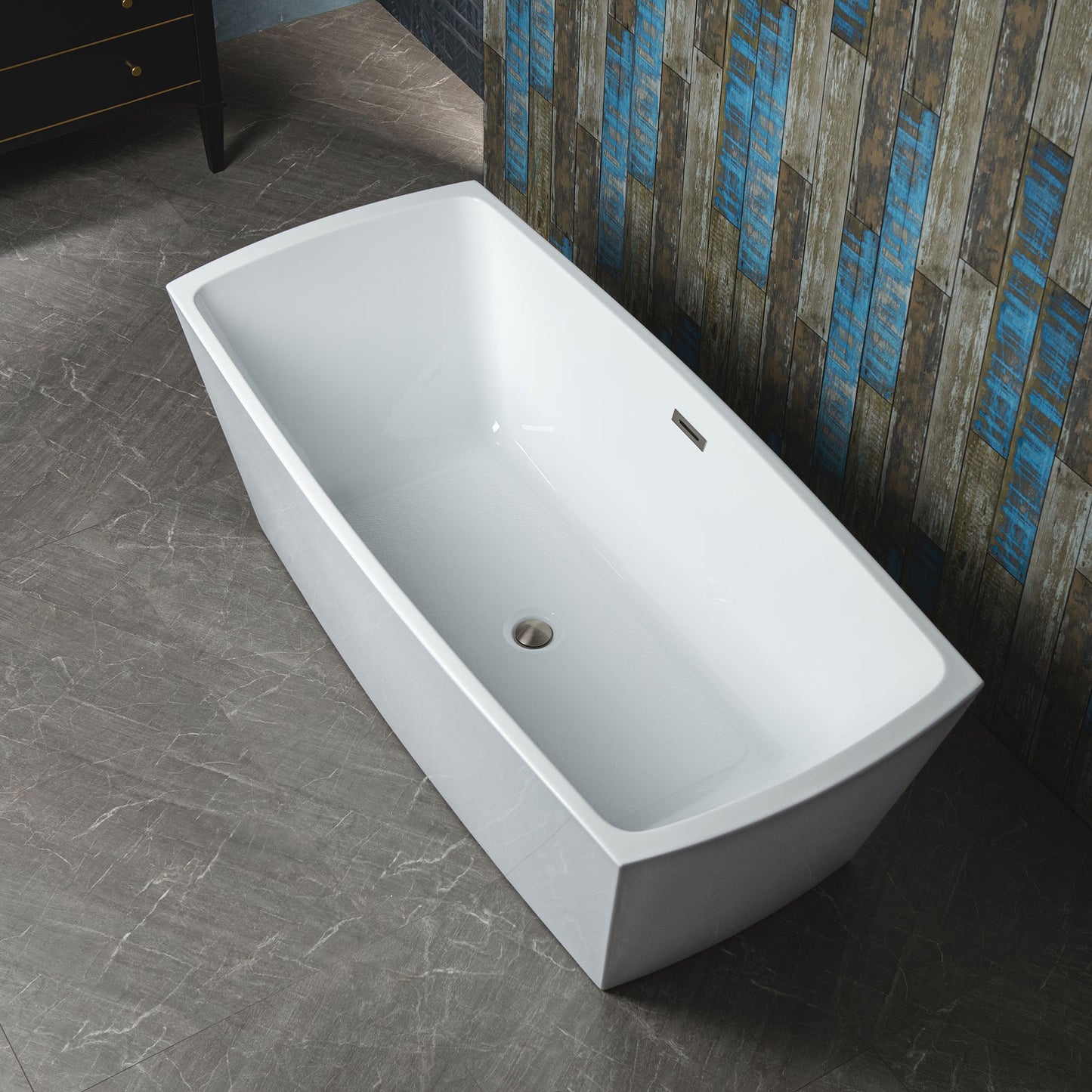 WOODBRIDGE 59" Acrylic Freestanding Double Ended Contemporary Soaking Tub