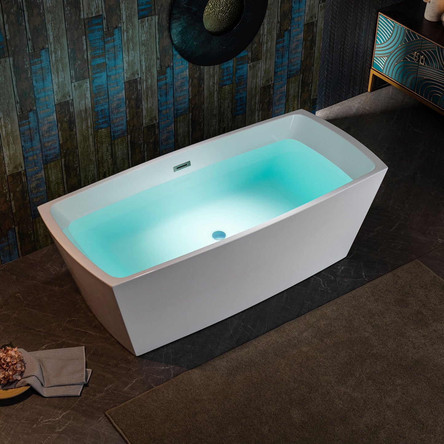 WOODBRIDGE 59" Acrylic Freestanding Double Ended Contemporary Soaking Tub
