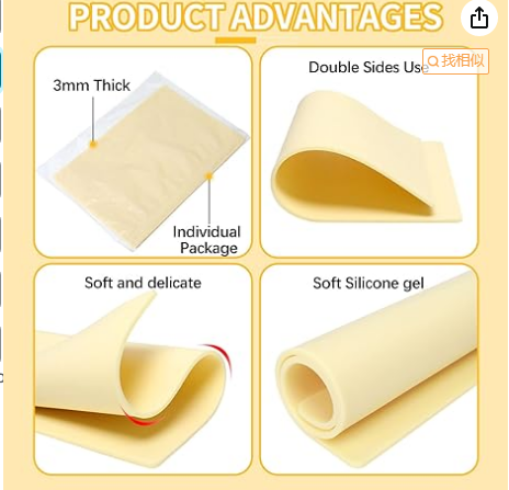 6 Pcs 3mm Tattoo Skin Practice Kit,12x8 in Thick Blank Silicone Fake Skin