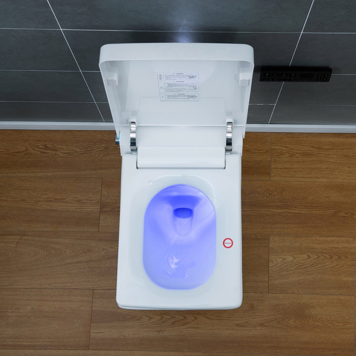 WOODBRIDGE EBT-WH01 One Piece Square Smart Bidet Toilet with Auto Open & Close, Foot Sensor, Auto Flush, Multiple Spray Modes, Heated Seat, Warm Water and Air Dryer, Auto LED Nightlight