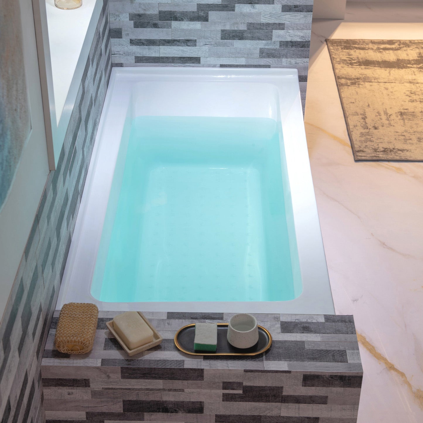 WOODBRIDGE 60" Acrylic Rectangular Alcove Soaking Bathtub in White with Left Drain