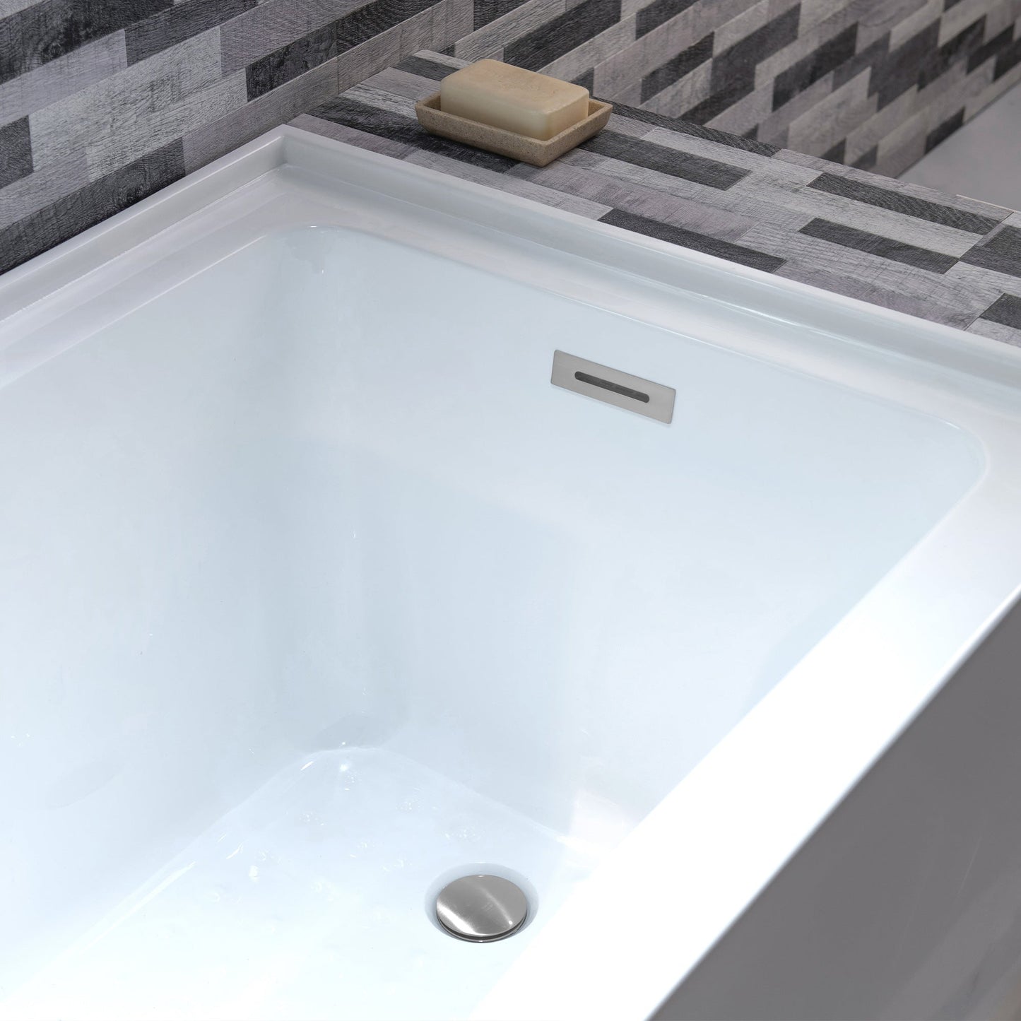 WOODBRIDGE 60" Acrylic Rectangular Alcove Soaking Bathtub in White with Right Drain