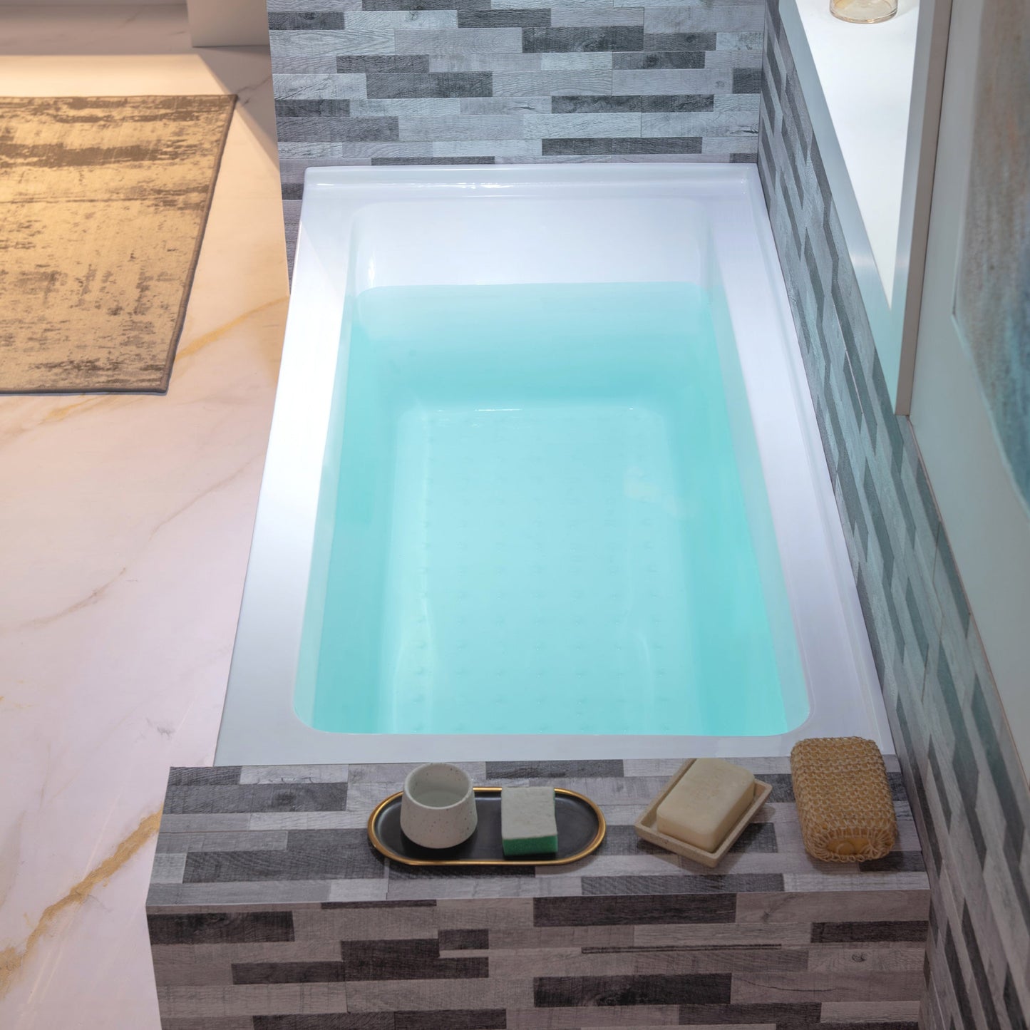 WOODBRIDGE 60" Acrylic Rectangular Alcove Soaking Bathtub in White with Right Drain