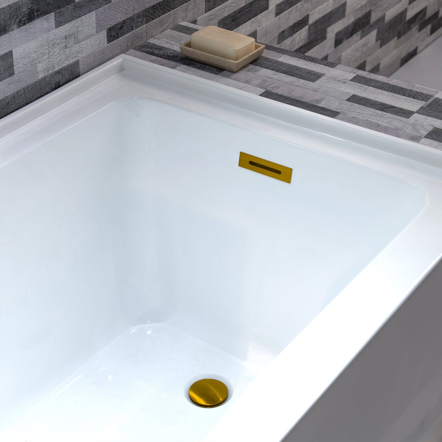 WOODBRIDGE 60" Acrylic Rectangular Alcove Soaking Bathtub in White with Right Drain