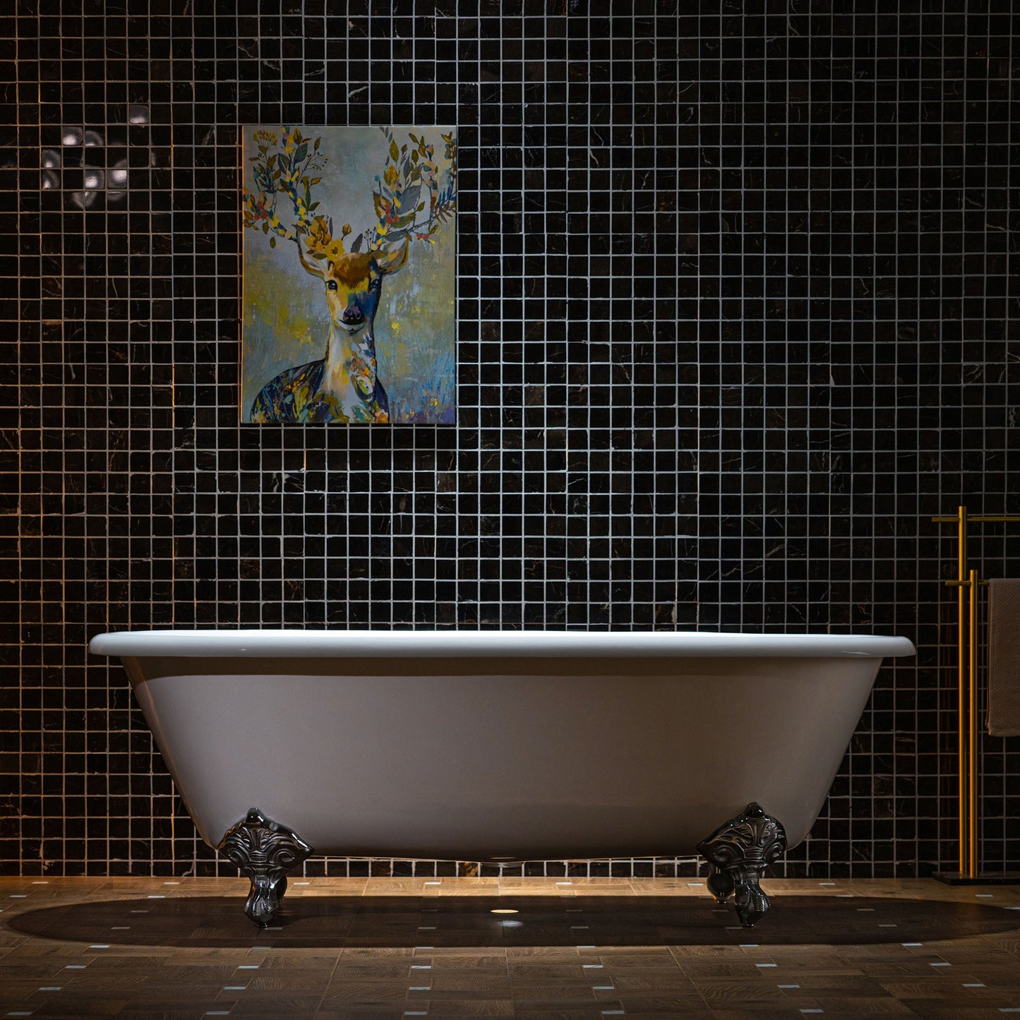 WOODBRIDGE 66" Enameled Cast Iron Double Ended Clawfoot Bathtub with Chrome Iron Feet, White, TC0066