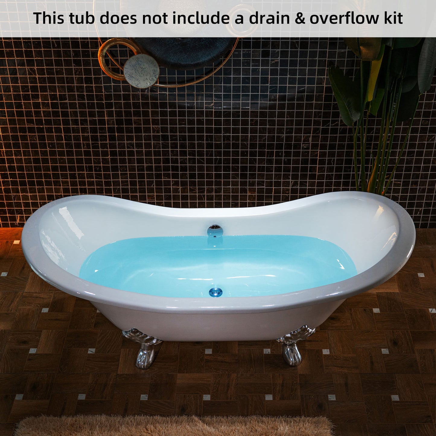 WOODBRIDGE 72" Enameled Cast Iron Double Slipper Clawfoot Bathtub