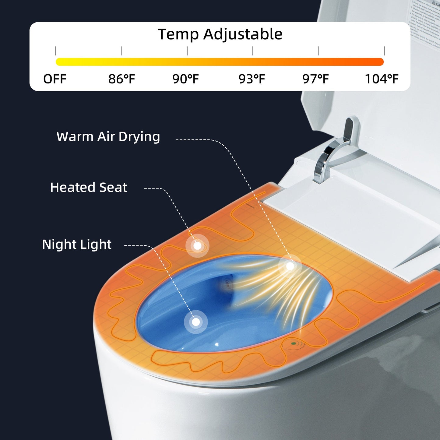 WOODBRIDGE Intelligent Smart Bidet Toilet, Auto Open & Close, Auto Quiet Flush, Backup Mechanical Flush, and Advanced Deodorization, White, B0980S