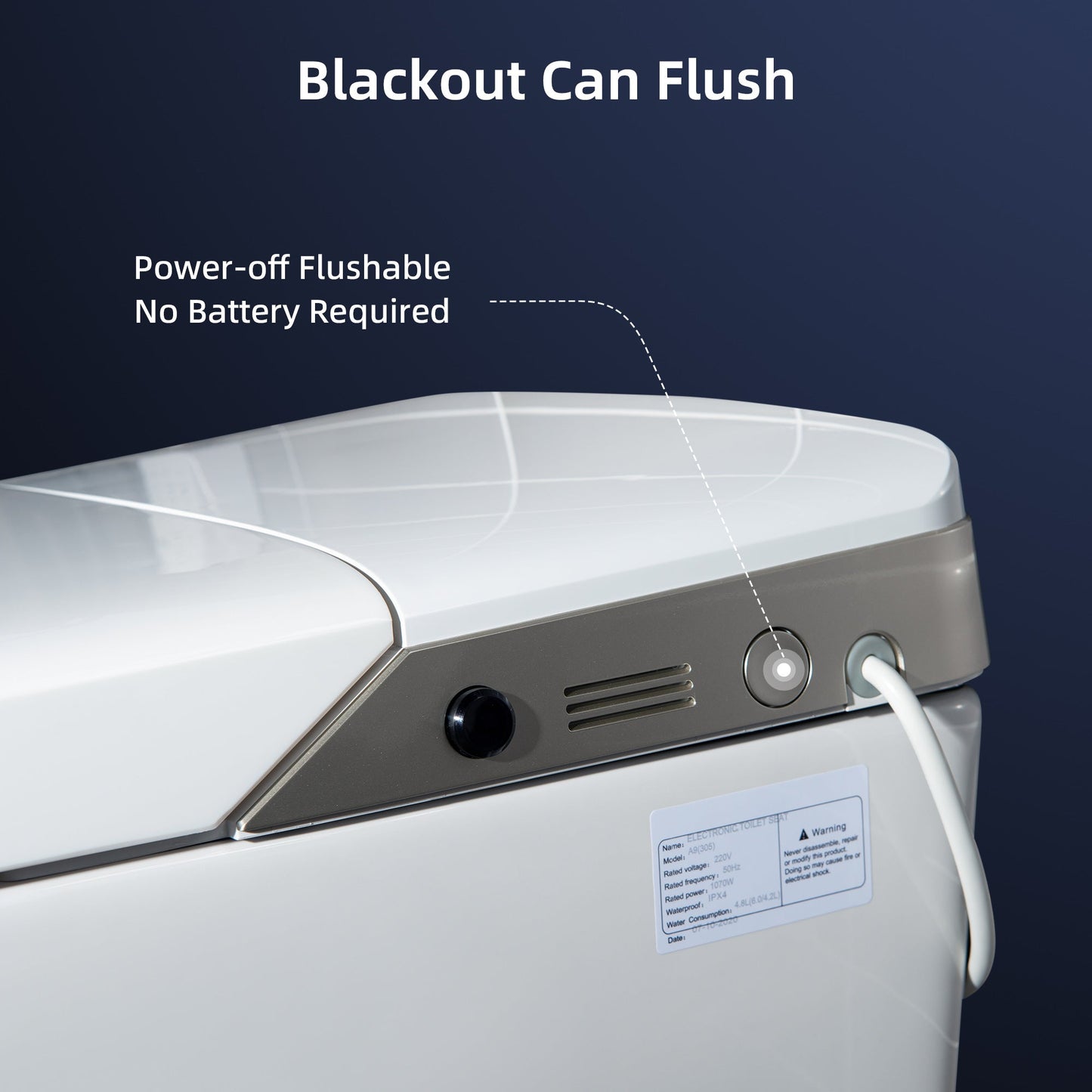 WOODBRIDGE Intelligent Smart Bidet Toilet, Auto Open & Close, Auto Quiet Flush, Backup Mechanical Flush, and Advanced Deodorization, White, B0980S