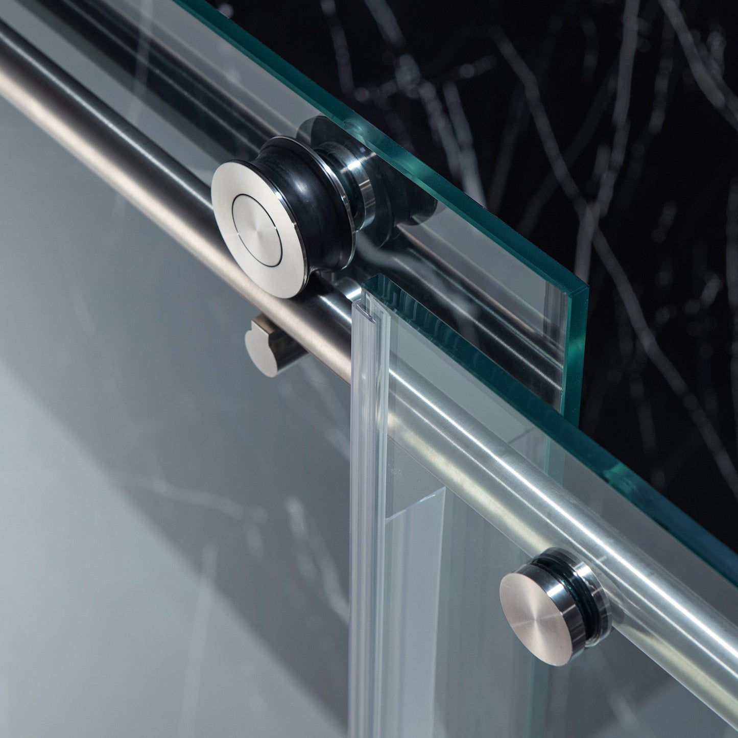 WOODBRIDGE Frameless Sliding Shower Doors with Soft Close System, 56-60" Width x 76"Height with 3/8"(10mm) Clear Tempered Glass