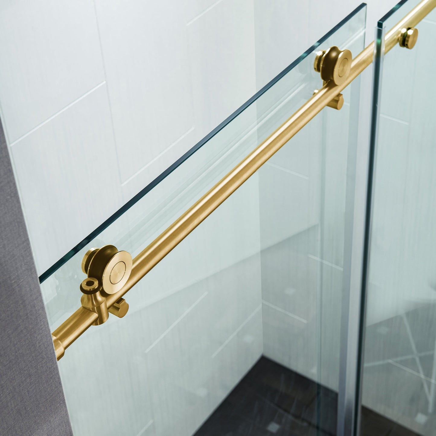 WOODBRIDGE Frameless Sliding Shower Doors with Soft Close System, 56-60" Width x 76"Height with 3/8"(10mm) Clear Tempered Glass