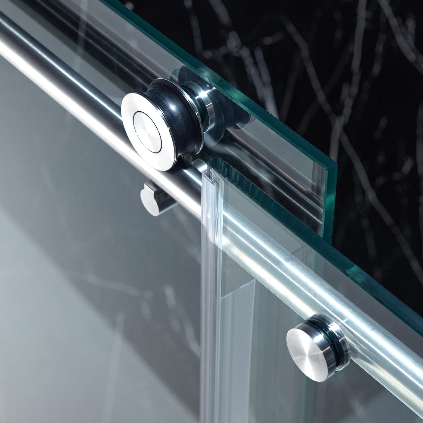 WOODBRIDGE Frameless Single Sliding Shower Doors, 57.5-60" Width x 62"Height with 3/8"(10mm) Clear Tempered Glass, Soft Close System and Explosion-Proof Film