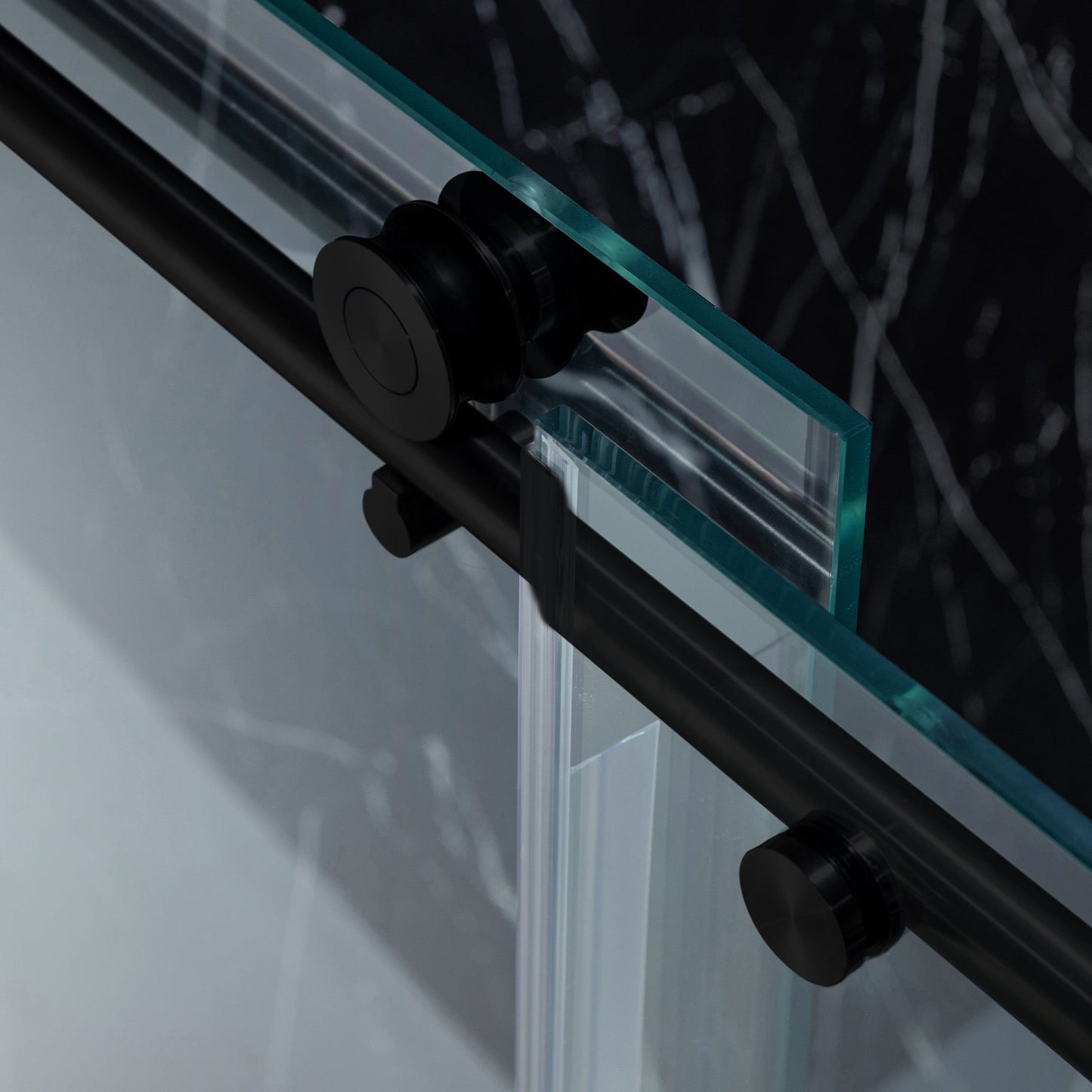 WOODBRIDGE Frameless Single Sliding Shower Doors, 57.5-60" Width x 62"Height with 3/8"(10mm) Clear Tempered Glass, Soft Close System and Explosion-Proof Film