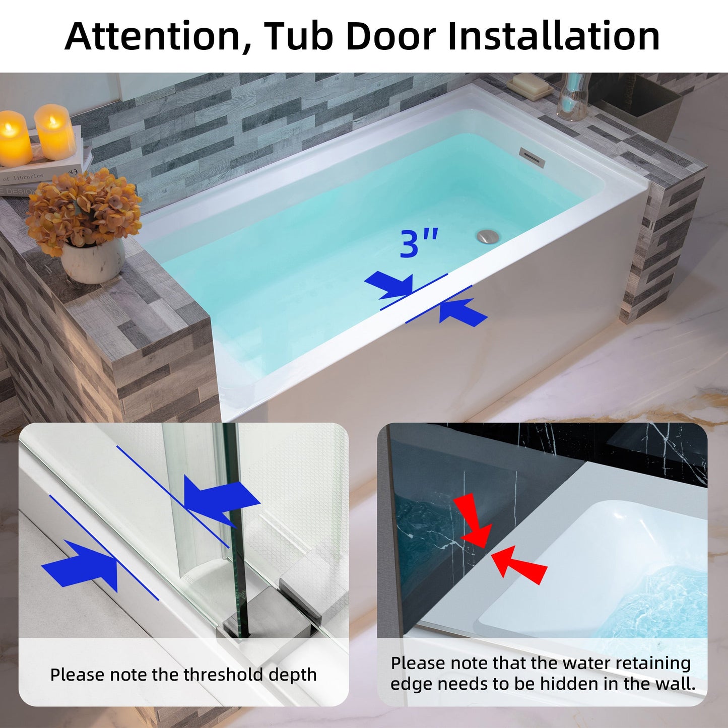 WOODBRIDGE 60" Acrylic Rectangular Alcove Soaking Bathtub in White with Right Drain