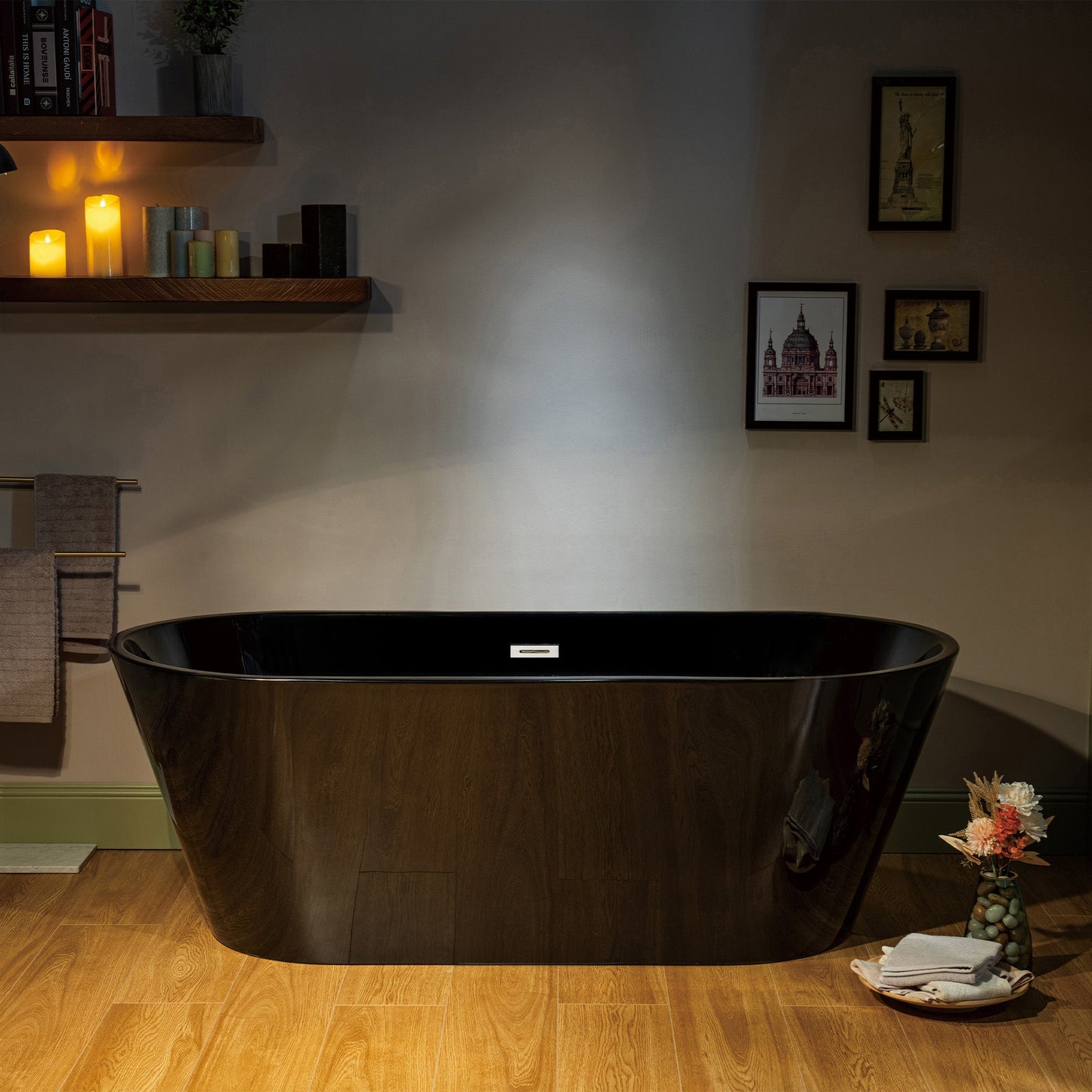 WOODBRIDGE 67" L x 31-1/2" W Freestanding Contemporary Acrylic Soaking Bathtub