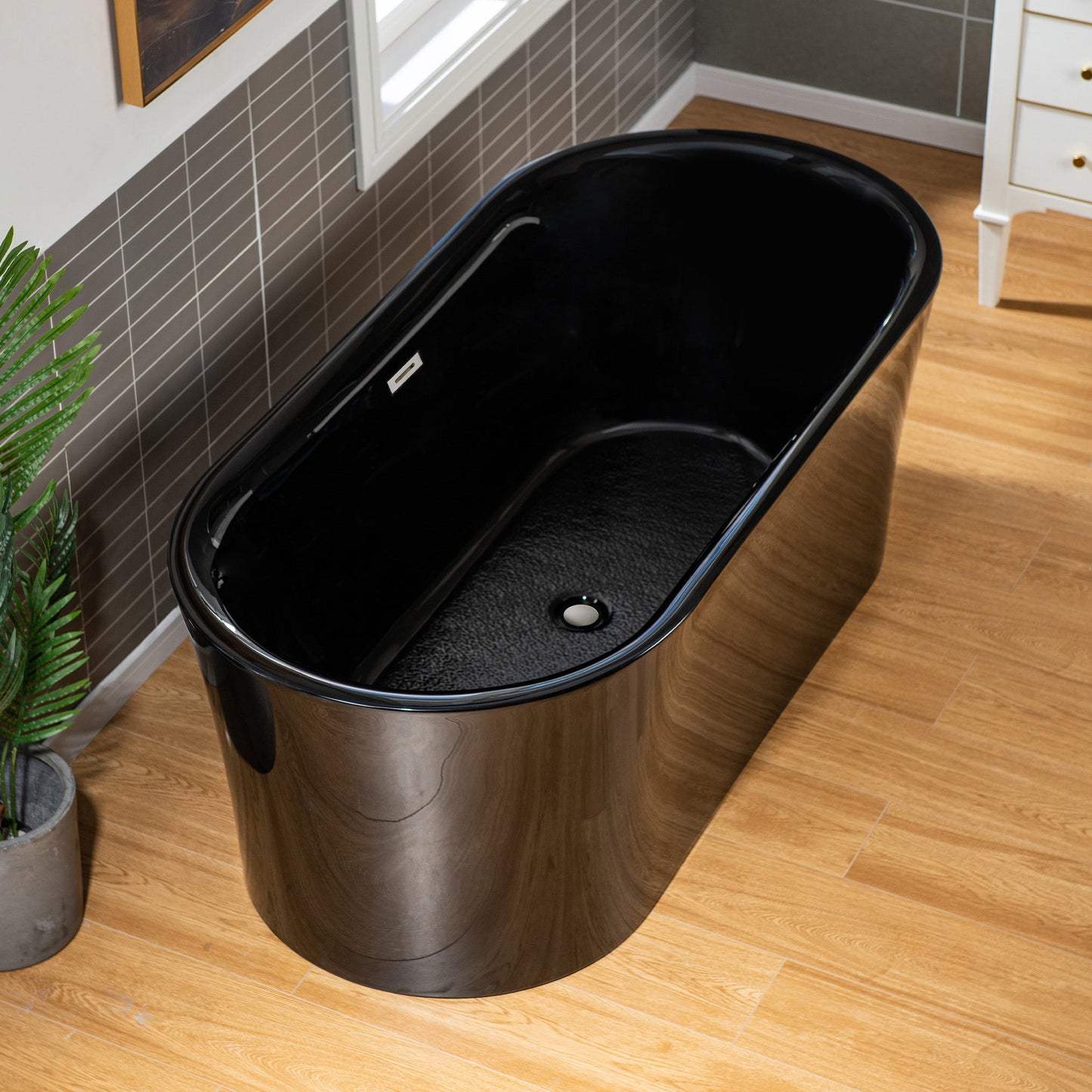 WOODBRIDGE 67" L x 31-1/2" W Freestanding Contemporary Acrylic Soaking Bathtub