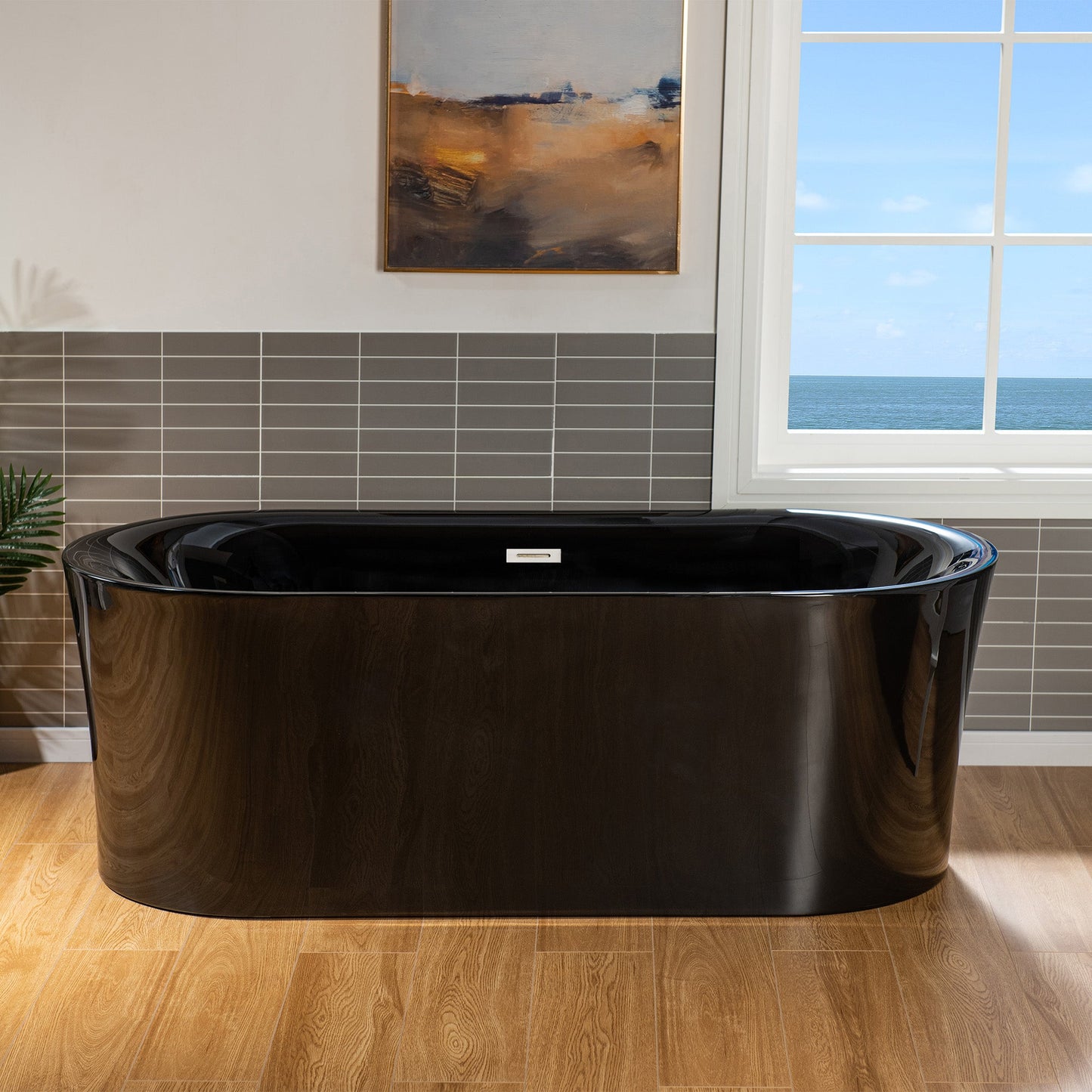 WOODBRIDGE 67" L x 31-1/2" W Freestanding Contemporary Acrylic Soaking Bathtub