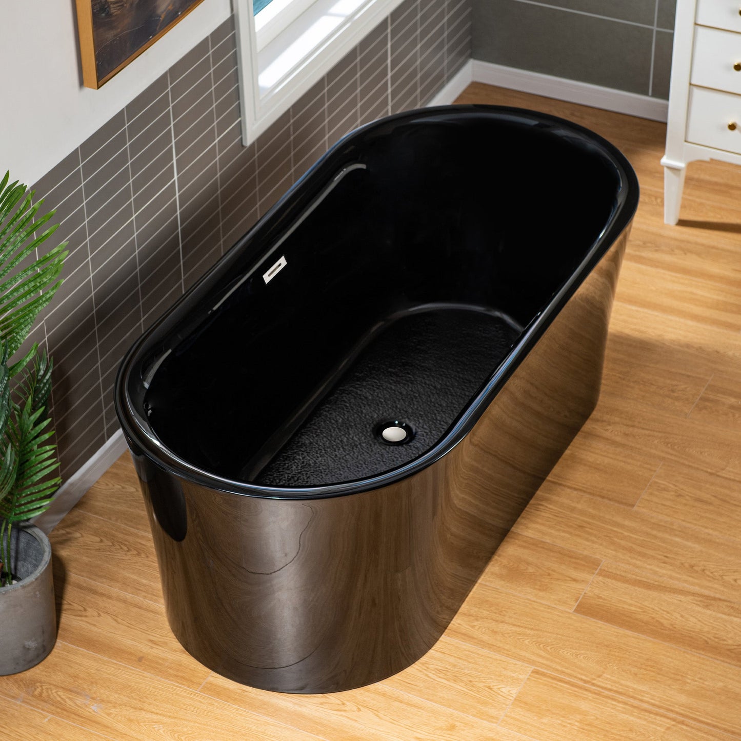 WOODBRIDGE 67" L x 31-1/2" W Freestanding Contemporary Acrylic Soaking Bathtub