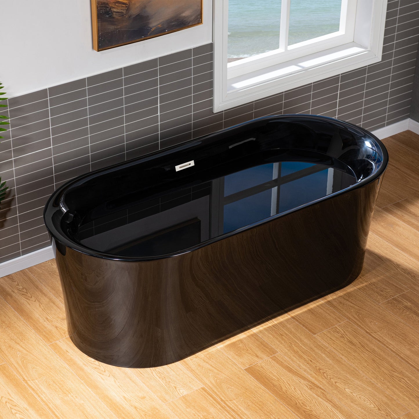 WOODBRIDGE 67" L x 31-1/2" W Freestanding Contemporary Acrylic Soaking Bathtub