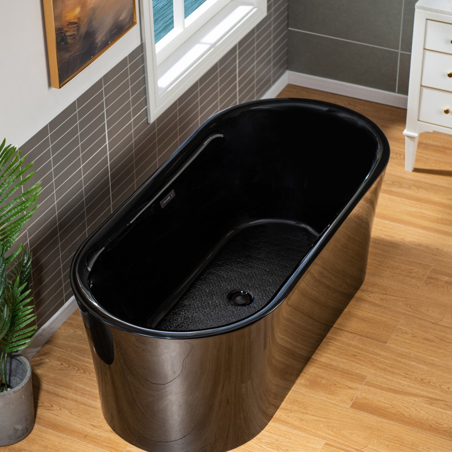 WOODBRIDGE 67" L x 31-1/2" W Freestanding Contemporary Acrylic Soaking Bathtub