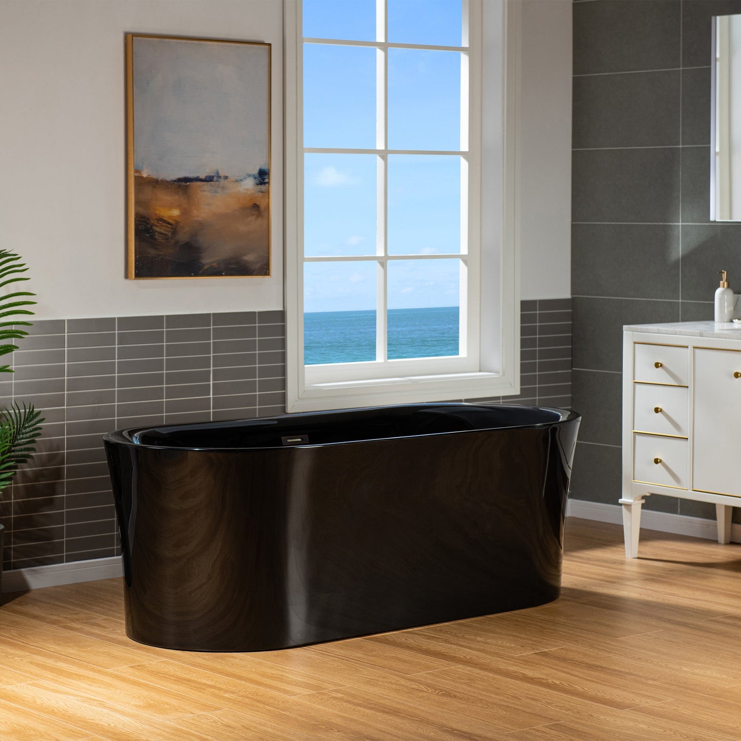 WOODBRIDGE 67" L x 31-1/2" W Freestanding Contemporary Acrylic Soaking Bathtub