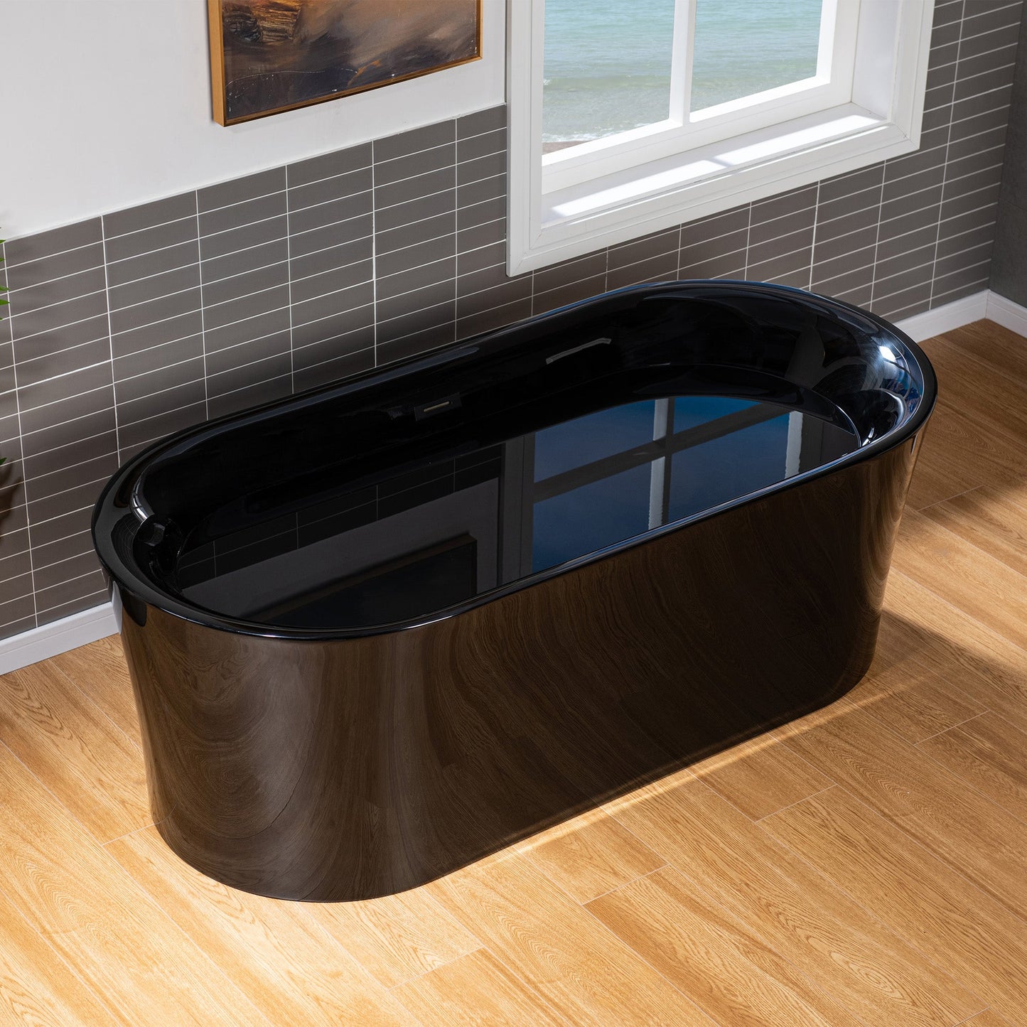 WOODBRIDGE 67" L x 31-1/2" W Freestanding Contemporary Acrylic Soaking Bathtub
