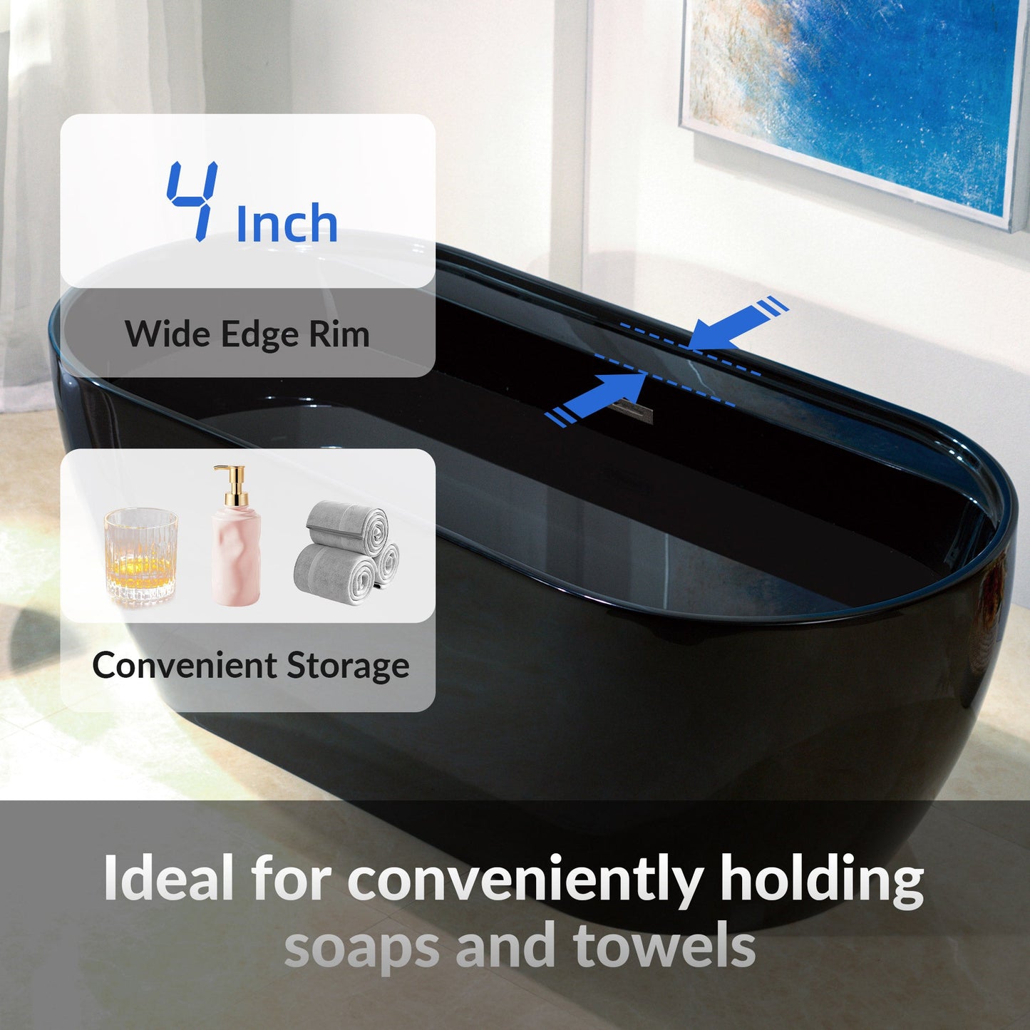 WOODBRIDGE 67" L x 31-1/2" W Freestanding Contemporary Acrylic Soaking Bathtub