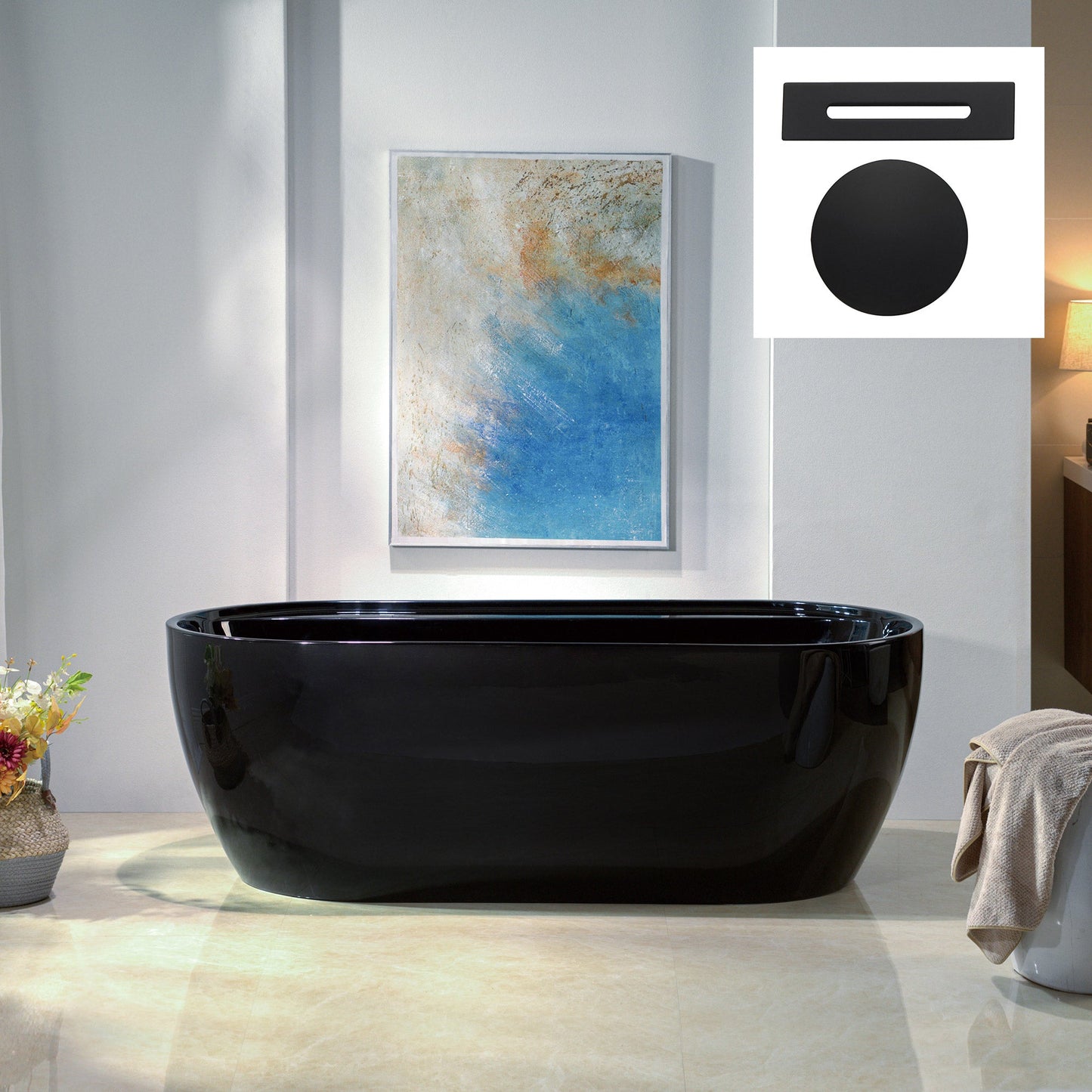 WOODBRIDGE 67" L x 31-1/2" W Freestanding Contemporary Acrylic Soaking Bathtub