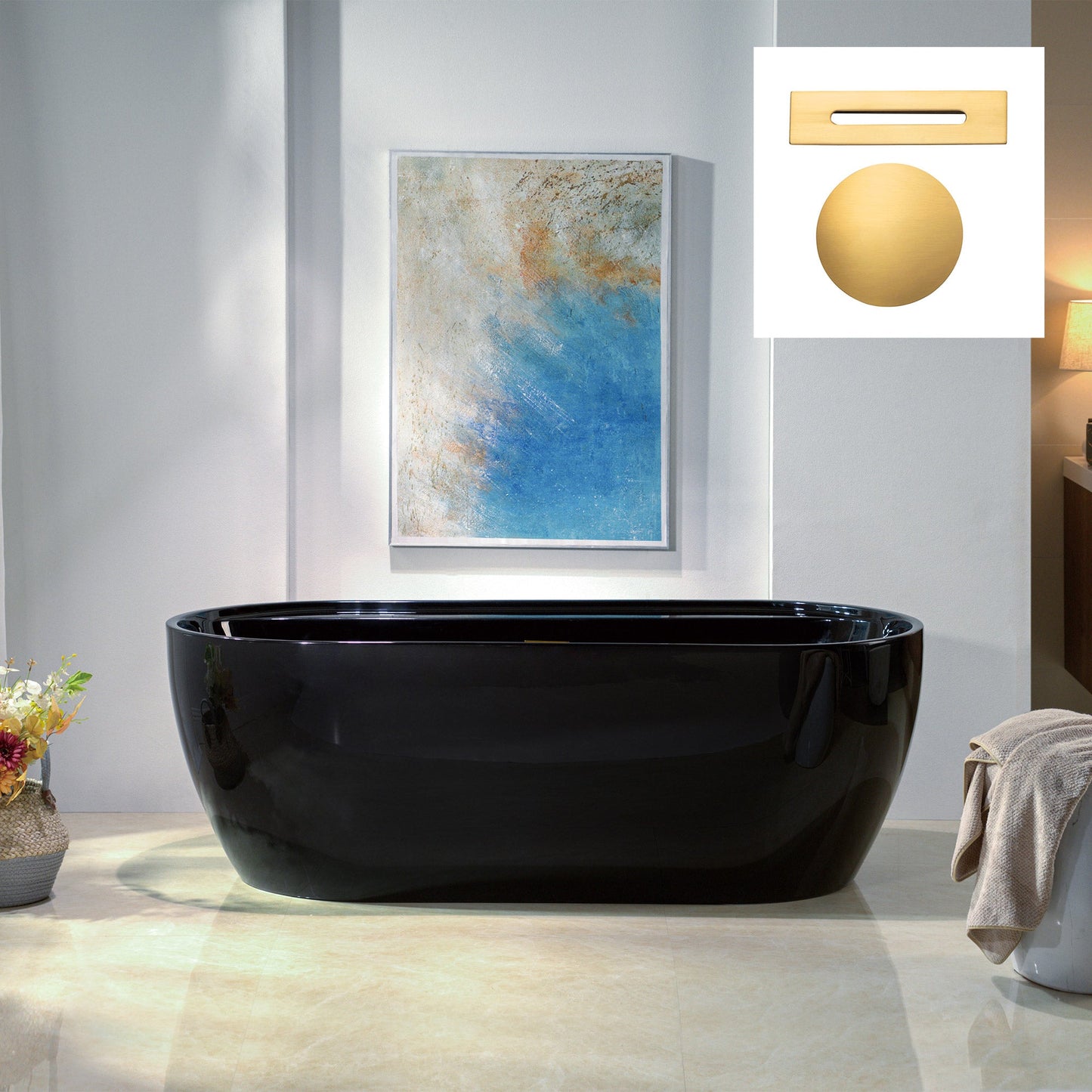WOODBRIDGE 67" L x 31-1/2" W Freestanding Contemporary Acrylic Soaking Bathtub