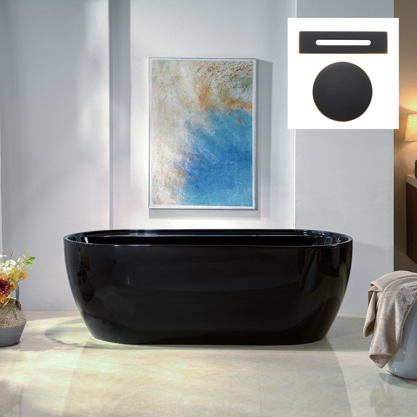 WOODBRIDGE 67" L x 31-1/2" W Freestanding Contemporary Acrylic Soaking Bathtub
