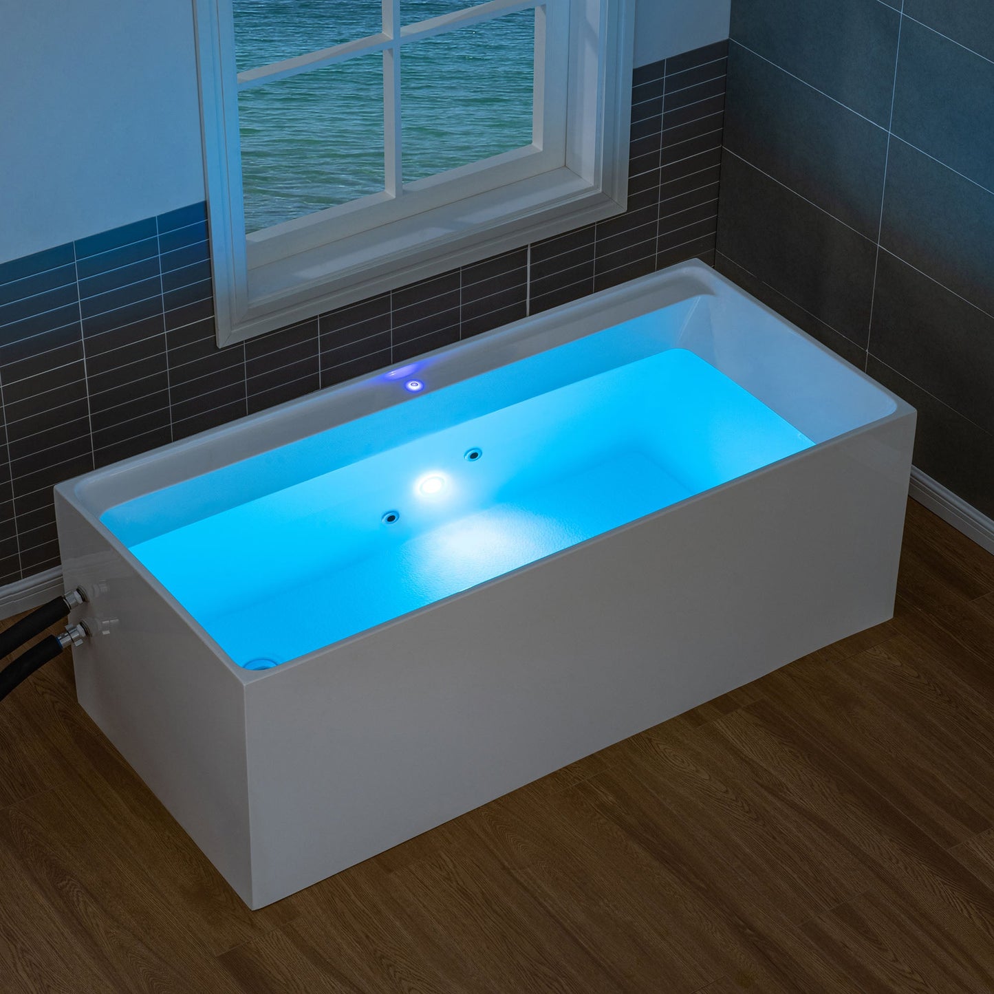 WOODBRIDGE 67" L x 31-1/2" W Freestanding Acrylic Cold Plunge Ice Tub with Chiller and Heater, Ozone sanitation, Filter circulation system, Insulated tub cover