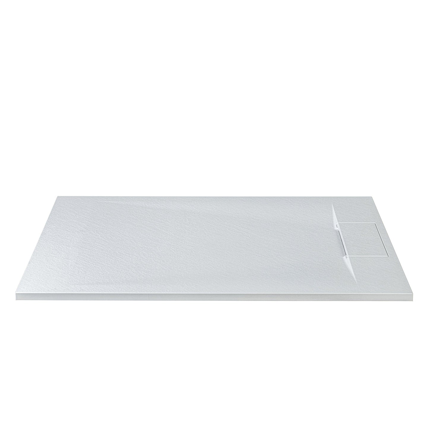 WOODBRIDGE 60 in L x 35.4 in W Zero Threshold End Drain Shower Base with Reversible Drain Placement, Matching Decorative Drain Plate and Tile Flange, Wheel Chair Access, Low Profile
