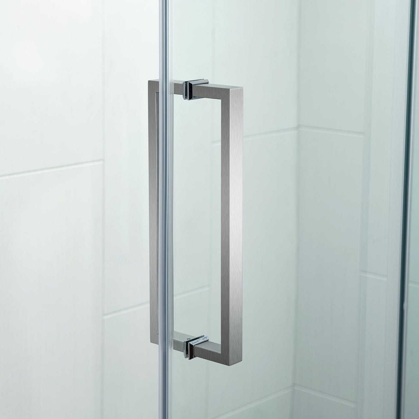 WOODBRIDGE Frameless Single Sliding Shower Doors, 44-48" Width x 76" Height with 5/16"(8mm) Clear Tempered Glass and Explosion-Proof Film