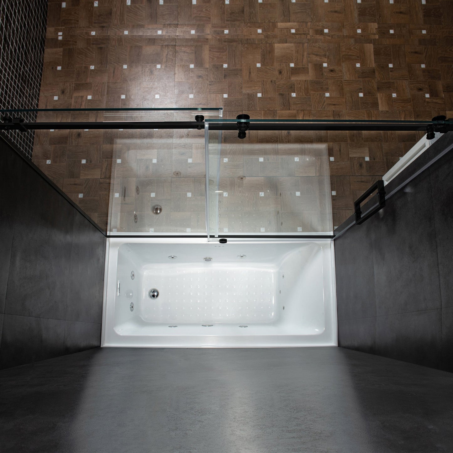 WOODBRIDGE Frameless Single Sliding Shower Doors, 56-60" Width x 62" Height with 5/16"(8mm) Clear Tempered Glass and Explosion-Proof Film